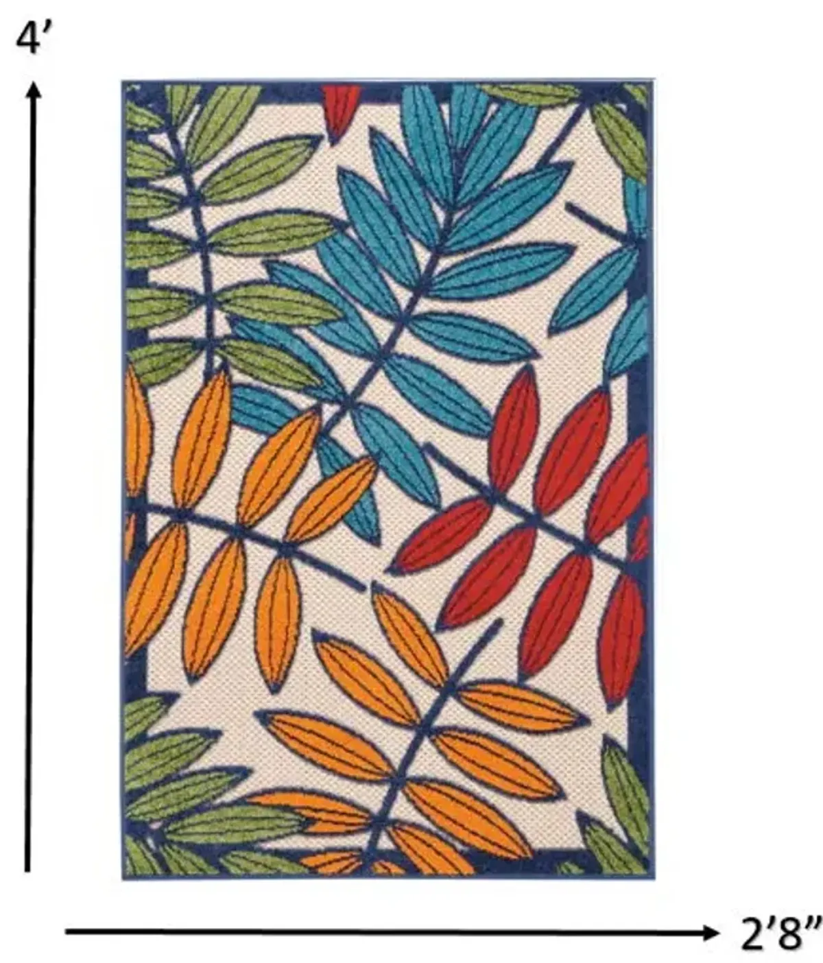 3' X 4' Floral Indoor & Outdoor Area Rug - Ivory / Blue