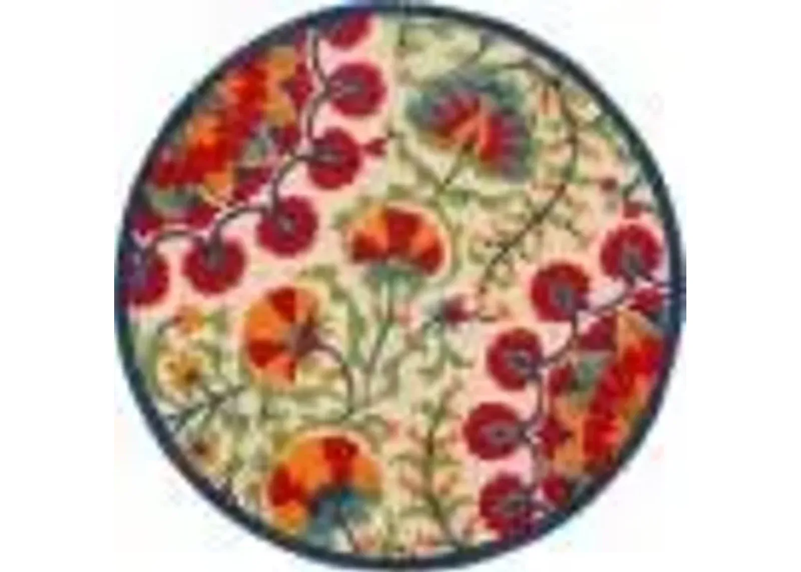 5' Round Round Floral Indoor / Outdoor Area Rug - Red / Ivory