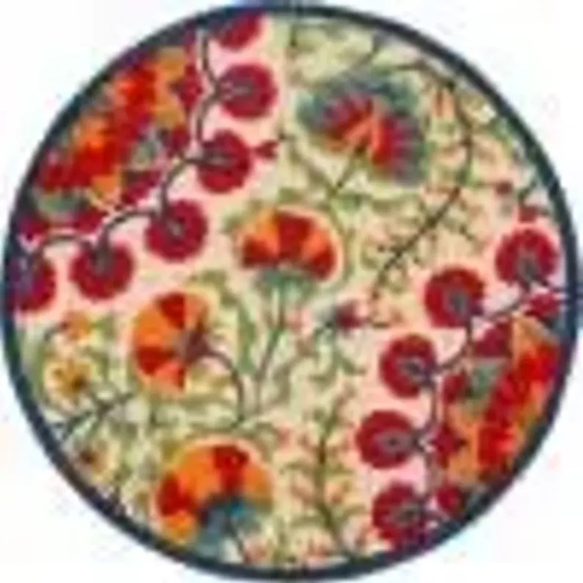 5' Round Round Floral Indoor / Outdoor Area Rug - Red / Ivory