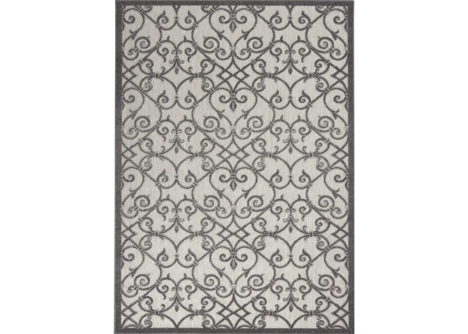 5' X 8' Floral Indoor / Outdoor Area Rug - Gray