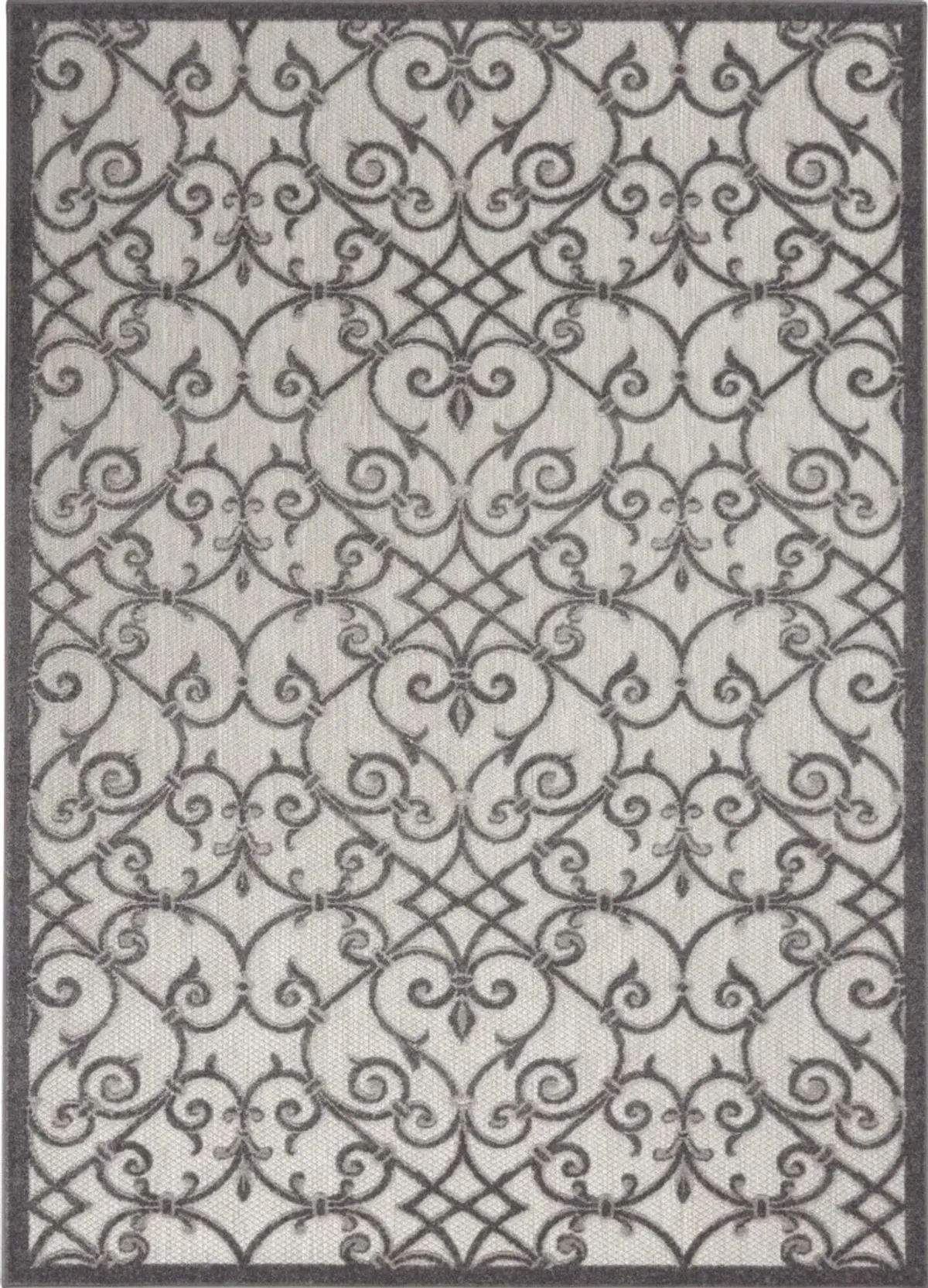 5' X 8' Floral Indoor / Outdoor Area Rug - Gray