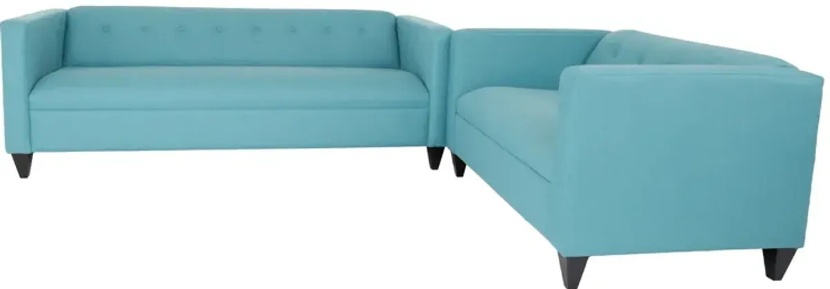 2 Piece Polyester Blend Seating Set - Teal Blue