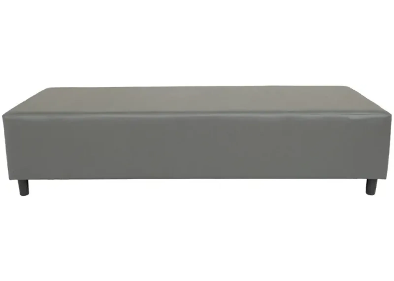 Upholstered Genuine Leather Bench - Gray / Black