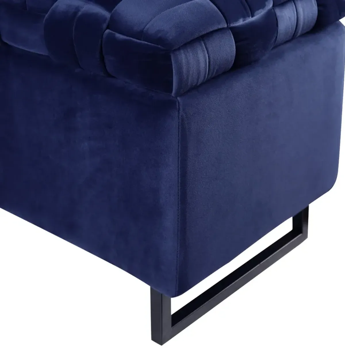 Upholstered Velvet Bench With Flip Top - Navy Blue