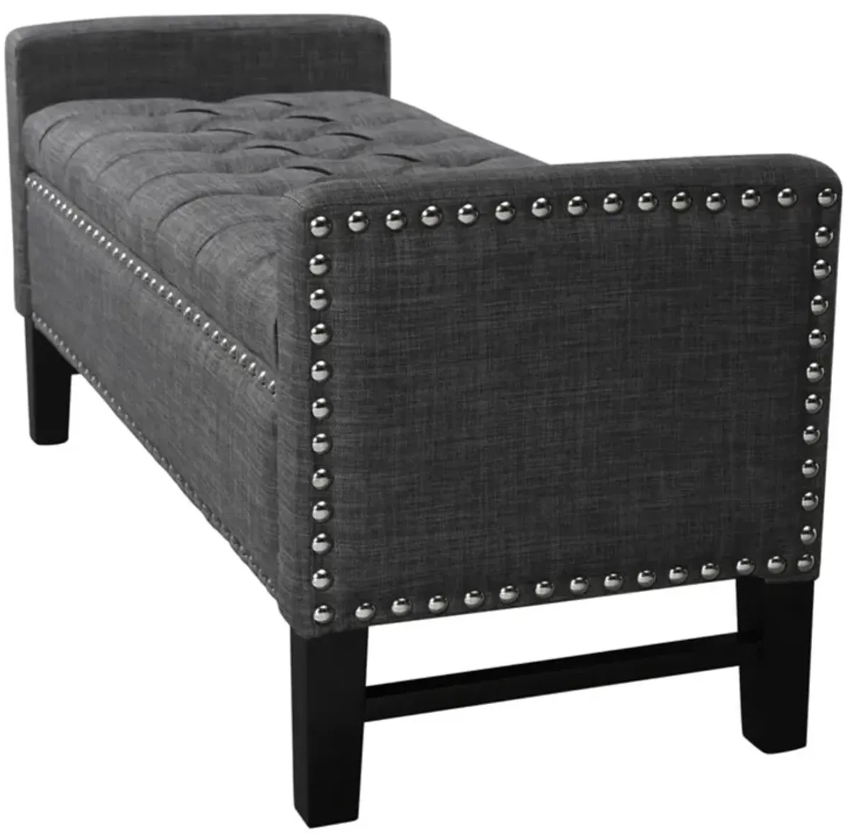 And Black Upholstered Linen Bench With Flip Top, Shoe Storage - Dark Slate Gray