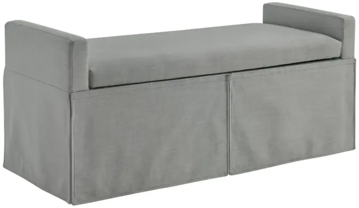 Upholstered Linen Bench With Flip Top - Light Gray