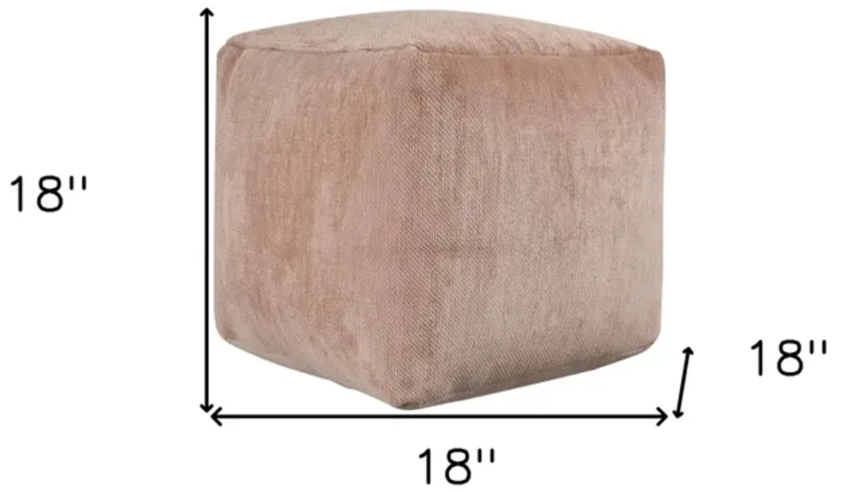 Chenille Cube Pouf Ottoman - Beige