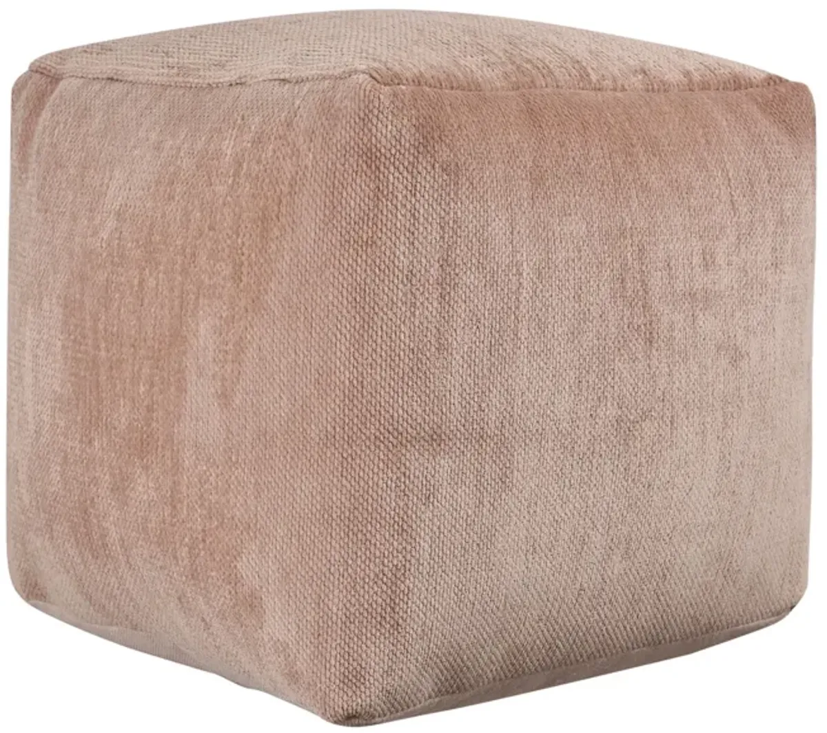 Chenille Cube Pouf Ottoman - Beige