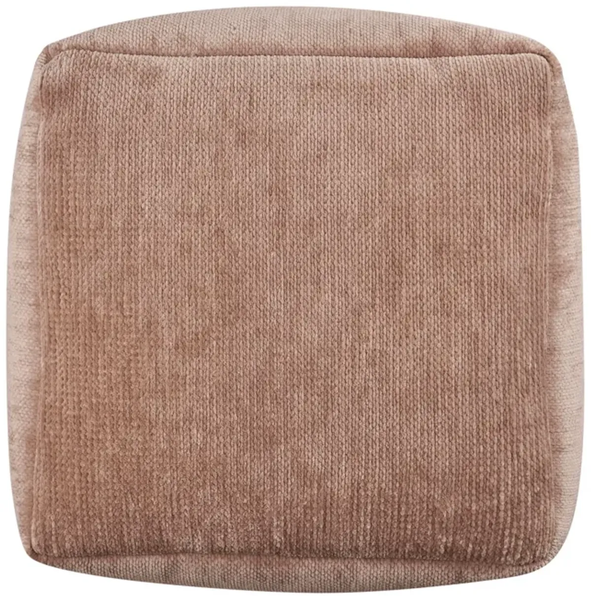 Chenille Cube Pouf Ottoman - Beige