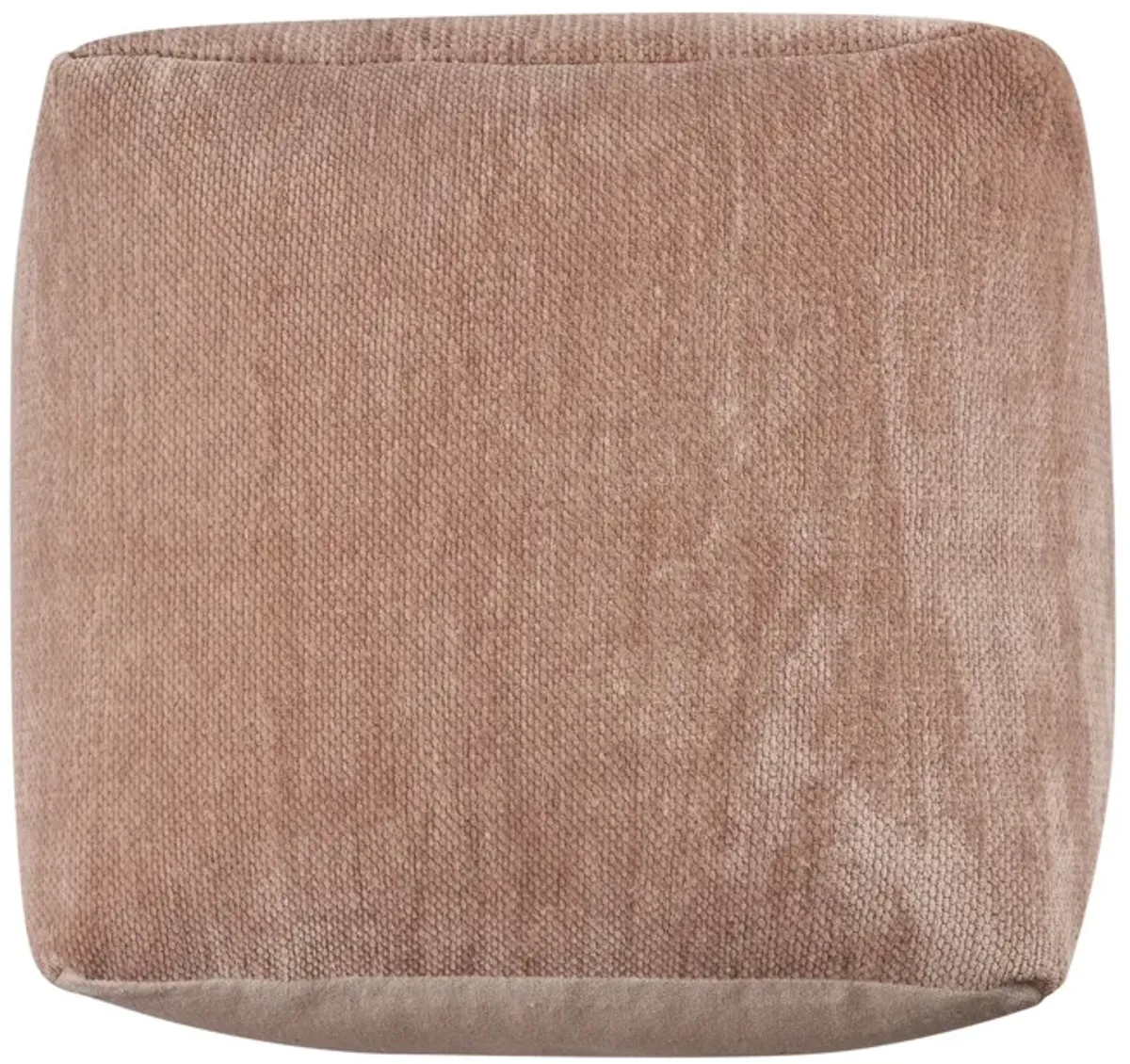 Chenille Cube Pouf Ottoman - Beige