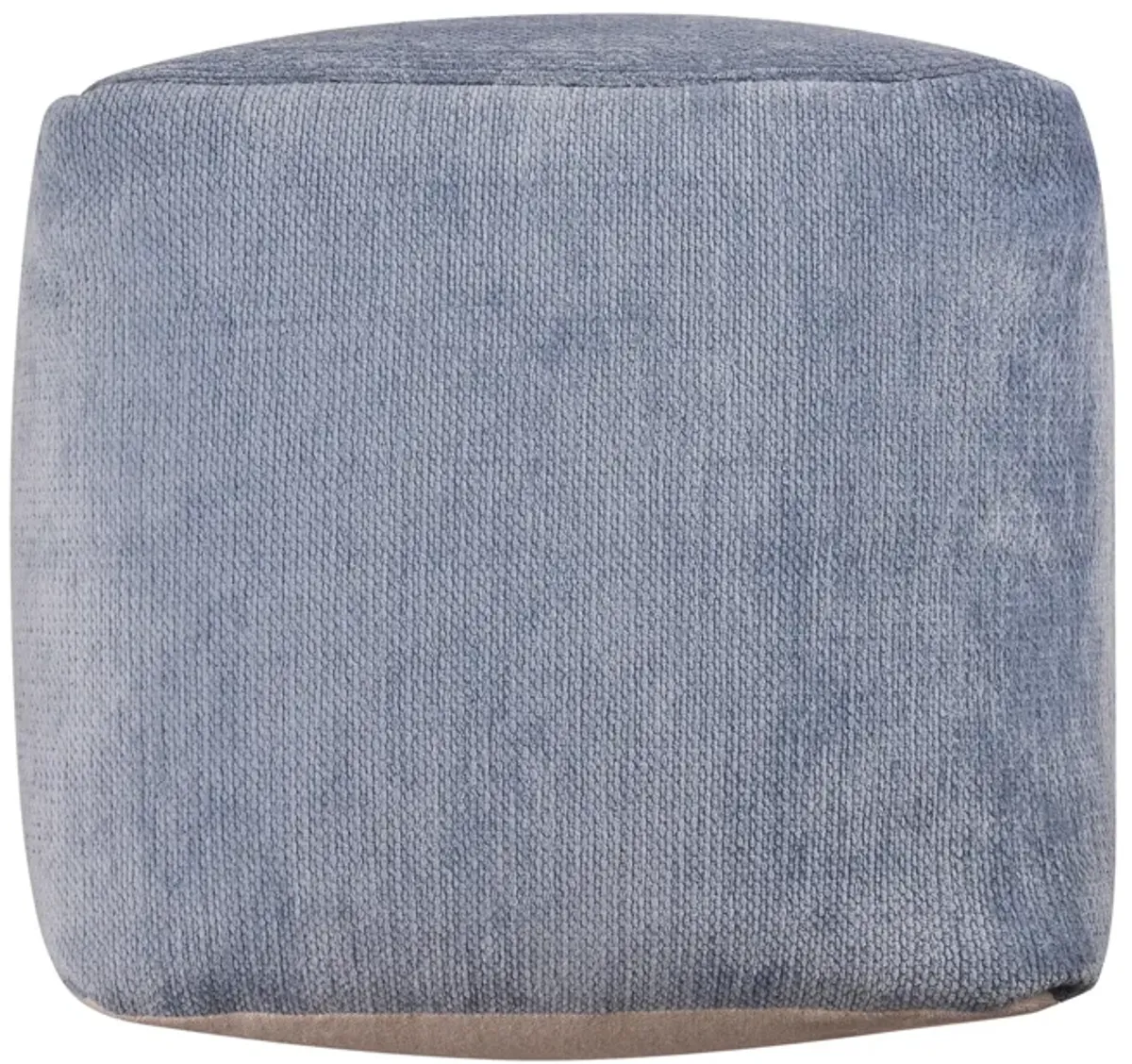 Chenille Cube Pouf Ottoman - Blue