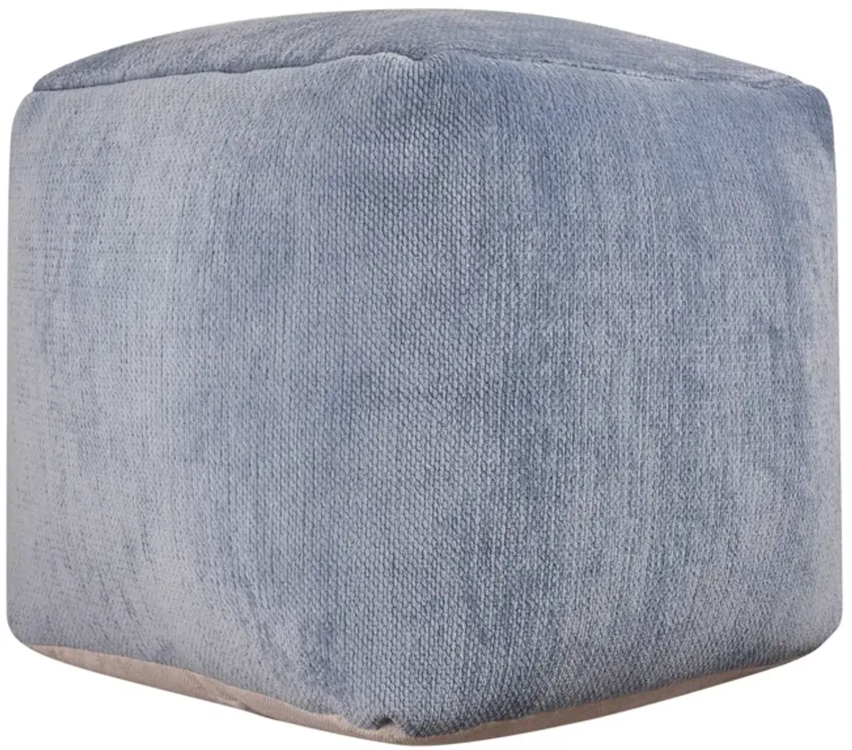 Chenille Cube Pouf Ottoman - Blue