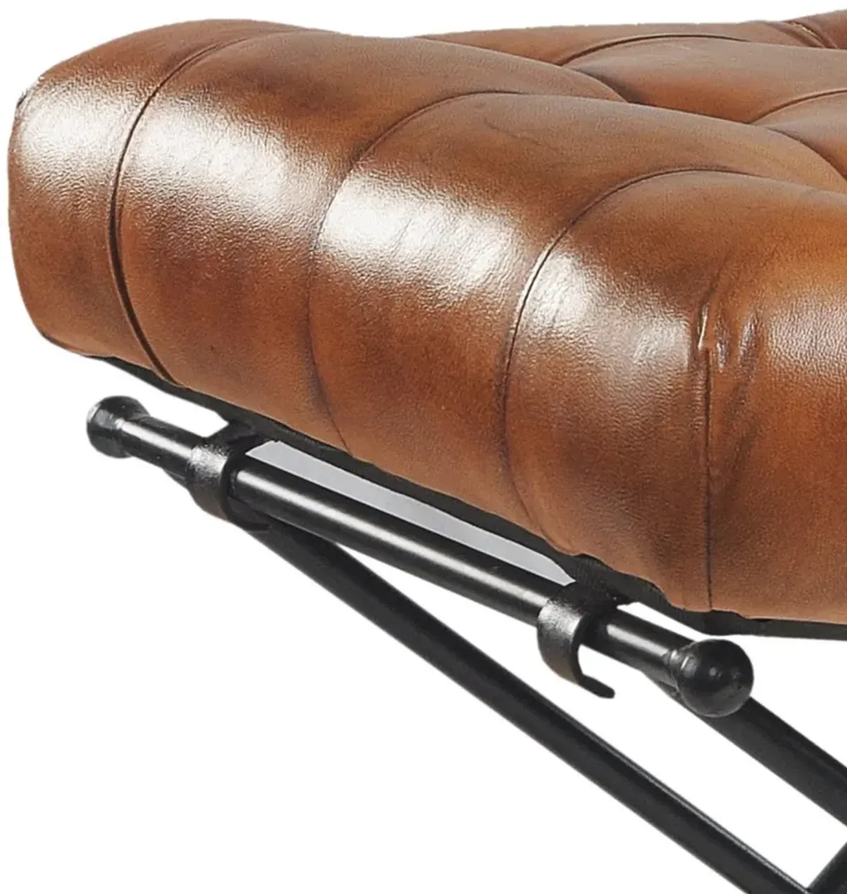 Faux Leather Footstool Ottoman - Brown