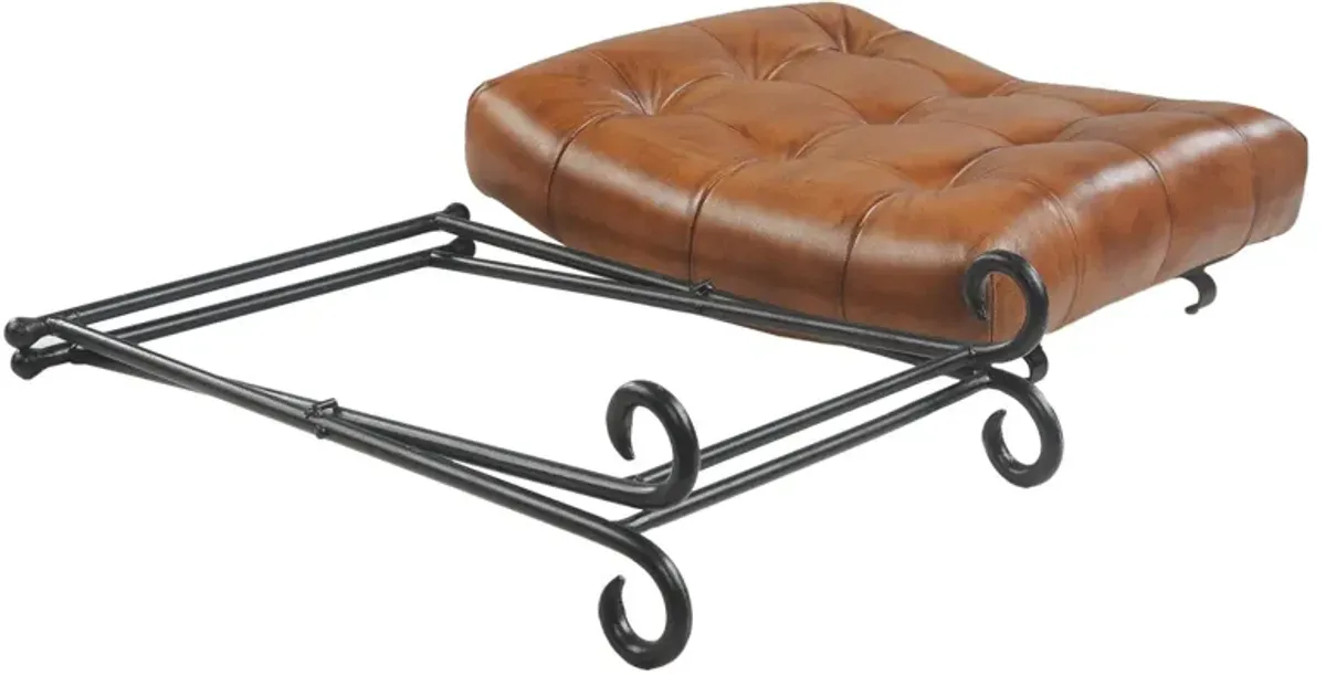 Faux Leather Footstool Ottoman - Brown