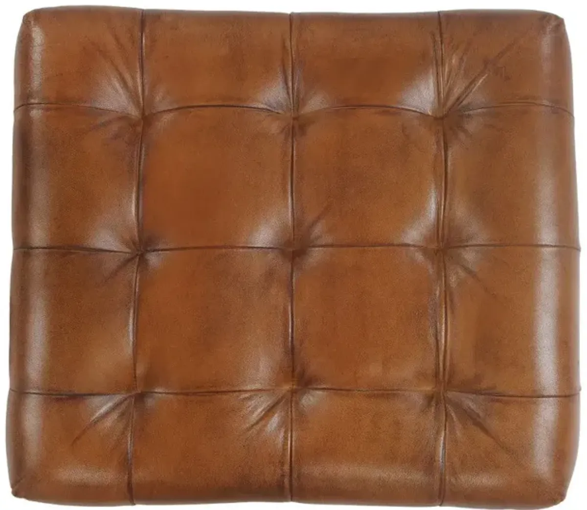 Faux Leather Footstool Ottoman - Brown