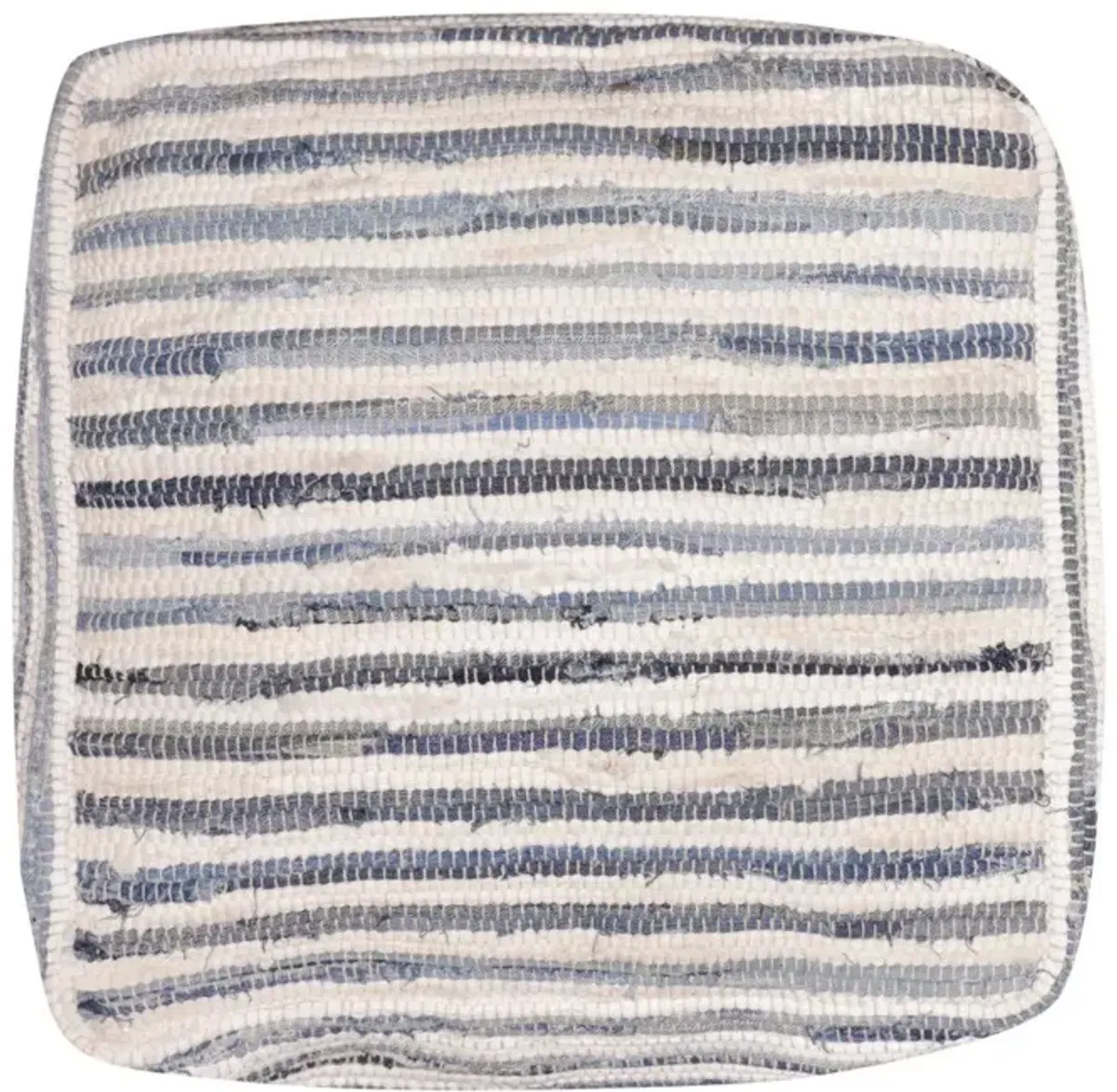 Cotton Cube Striped Pouf Ottoman - Blue