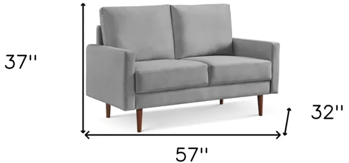 Velvet Loveseat - Gray / Dark Brown