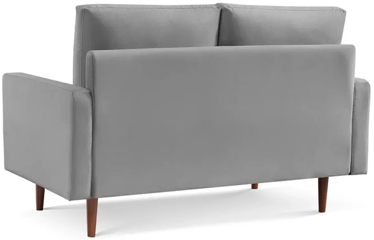 Velvet Loveseat - Gray / Dark Brown