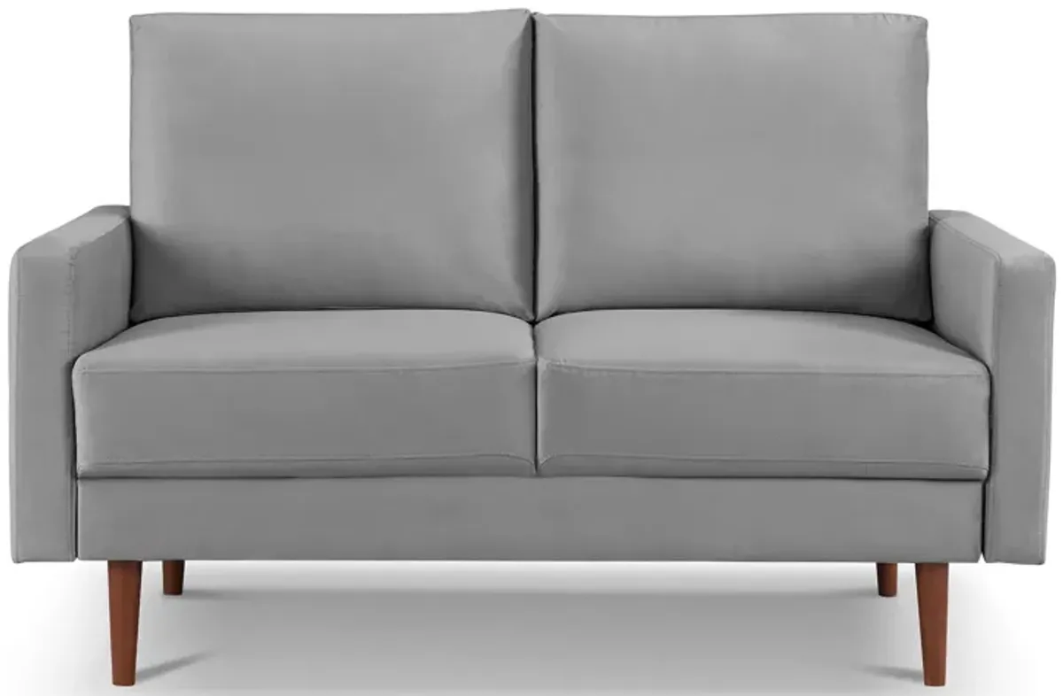 Velvet Loveseat - Gray / Dark Brown