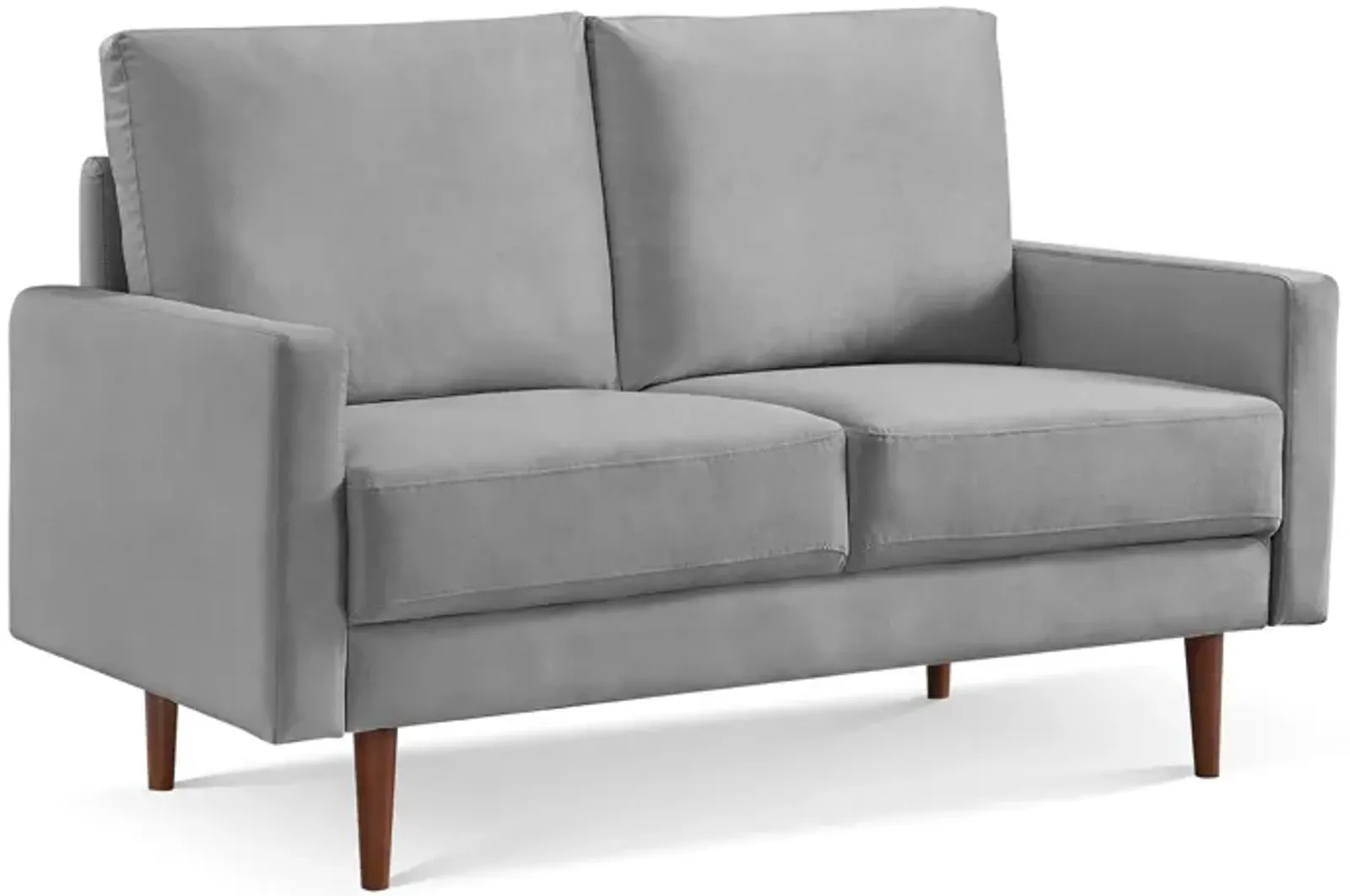 Velvet Loveseat - Gray / Dark Brown