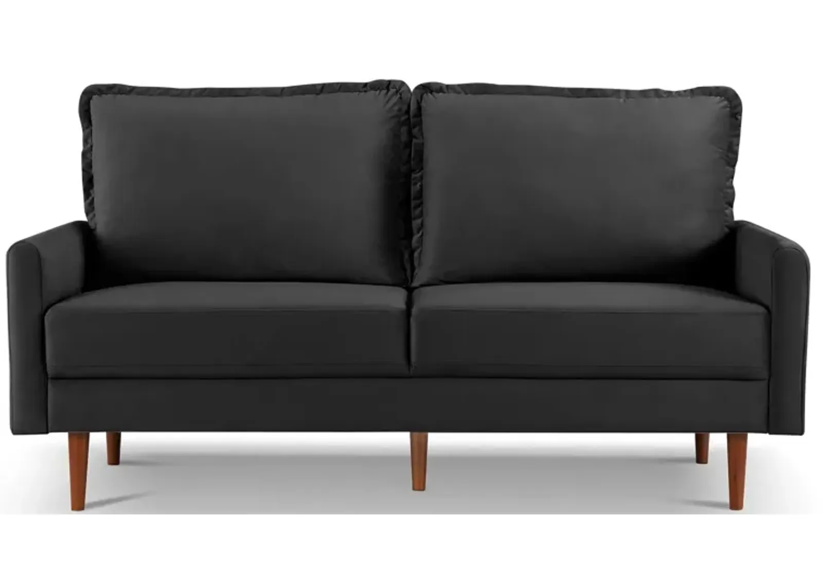 Sofa Velvet With Dark Brown Legs - Black