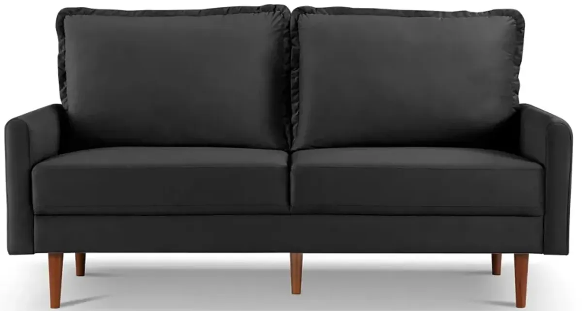 Sofa Velvet With Dark Brown Legs - Black