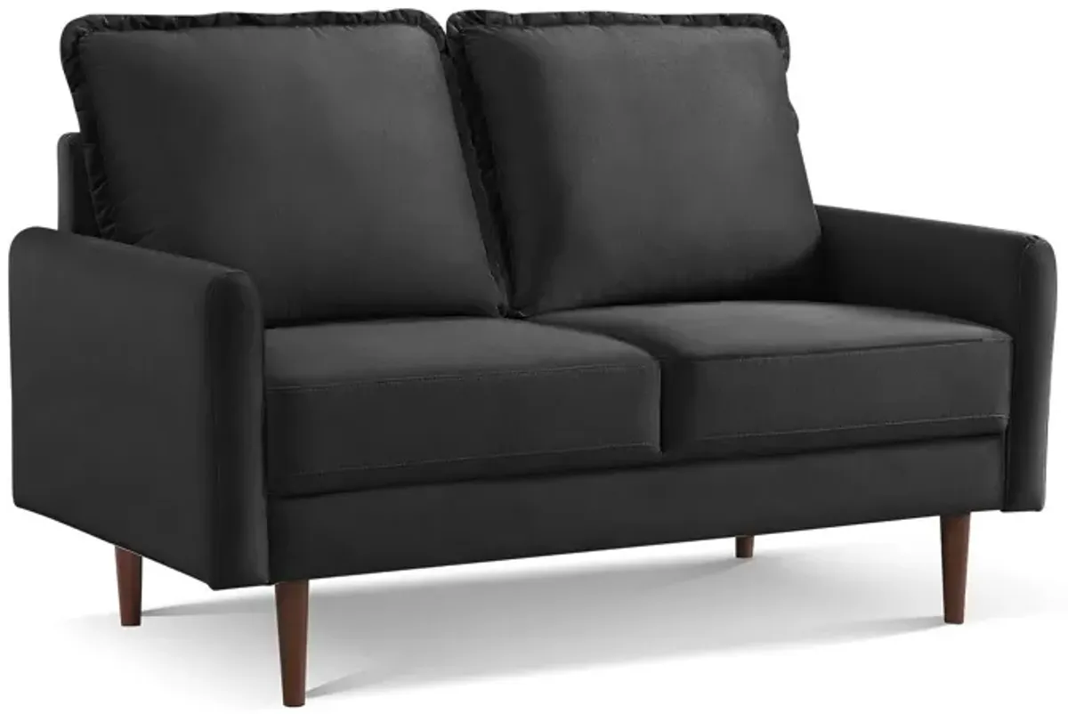 Velvet Loveseat - Black / Dark Brown