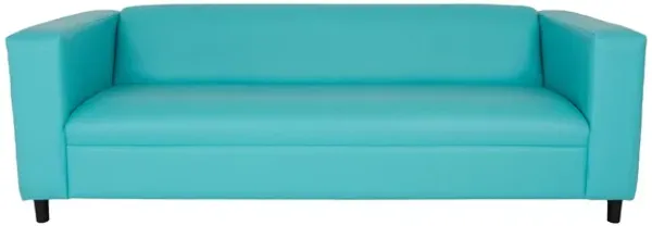 Faux Leather Sofa With Black Legs - Teal Blue