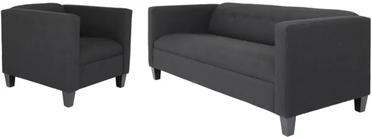 2 Piece Four Person Seating Set - Black