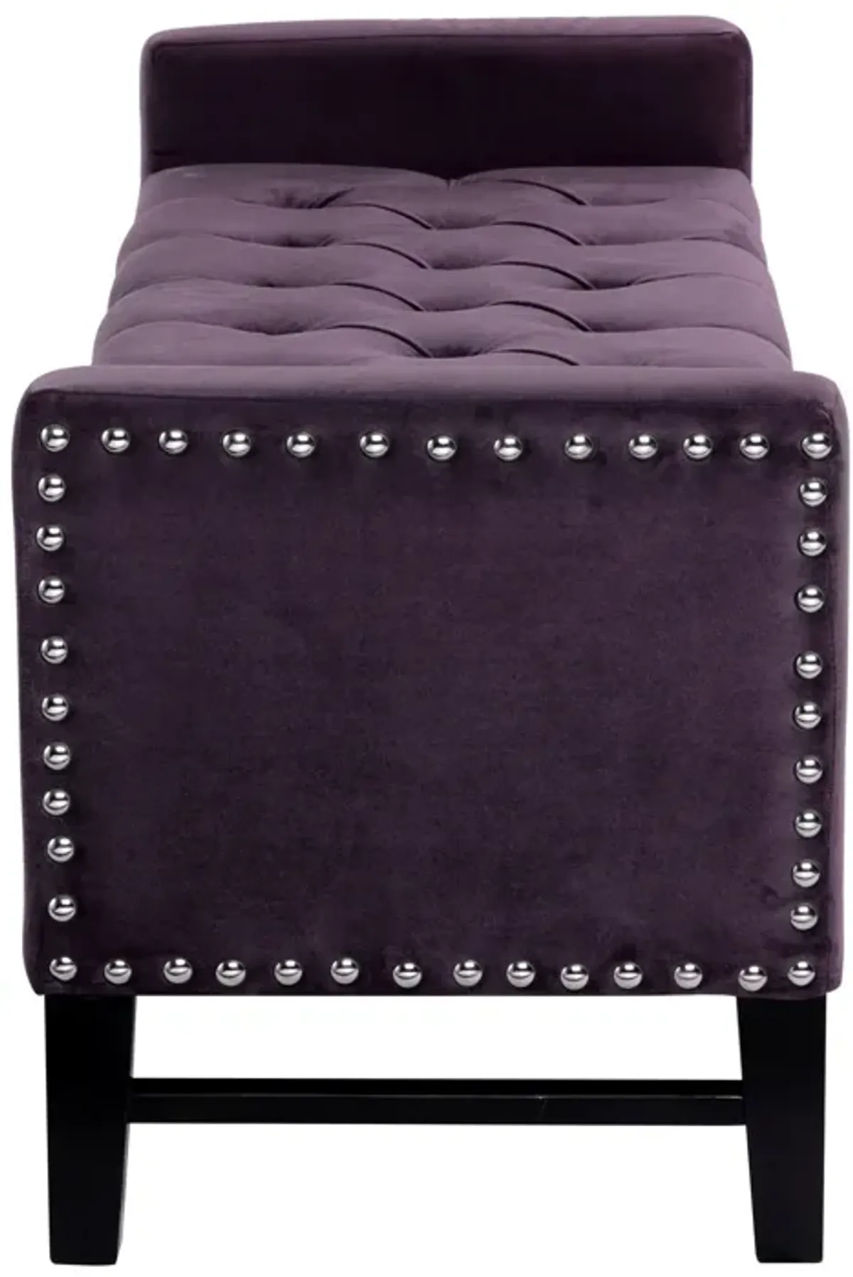 Upholstered Velvet Bench With Flip Top - Plum / Black