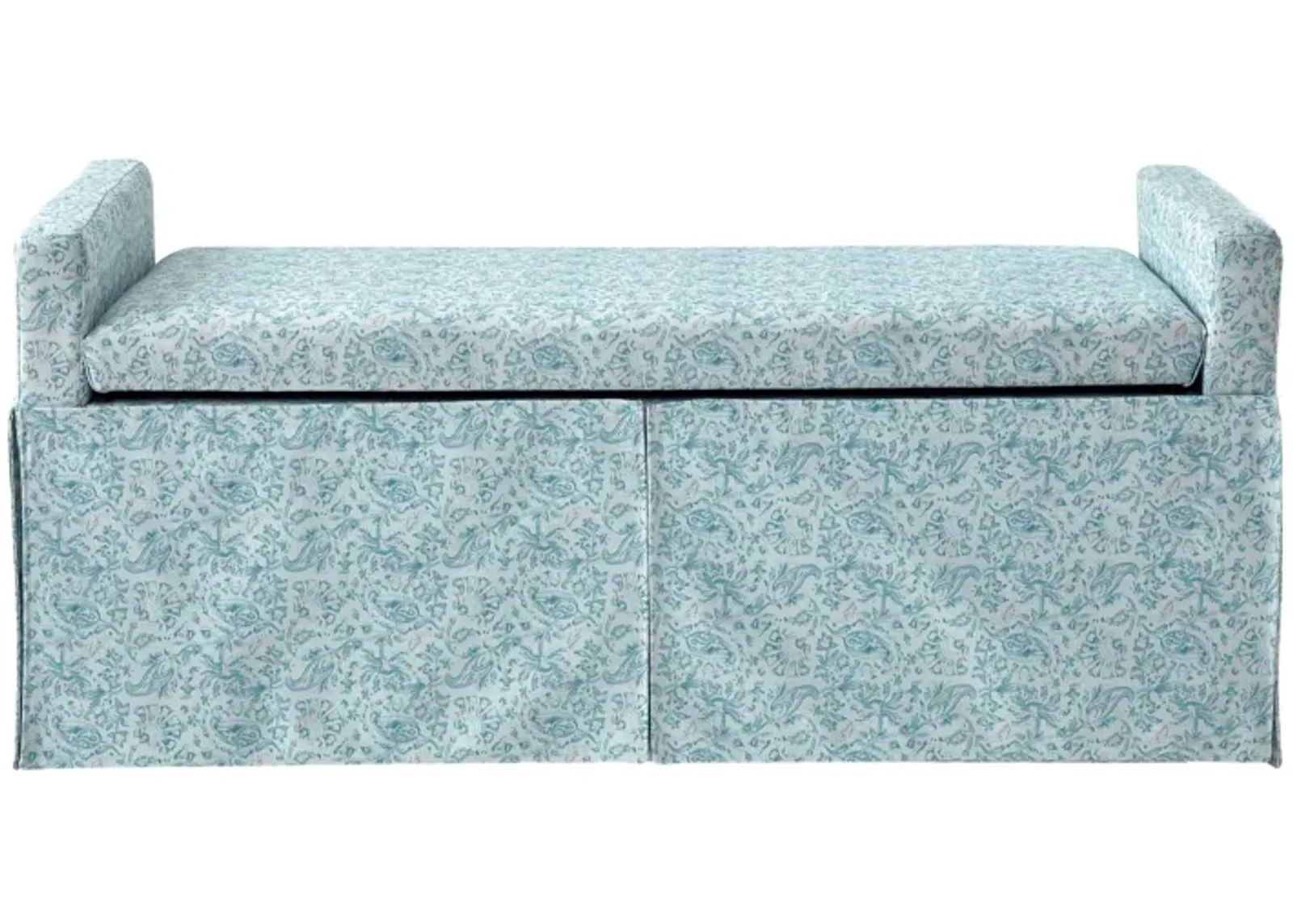 Upholstered Linen Bench With Flip Top - Blue