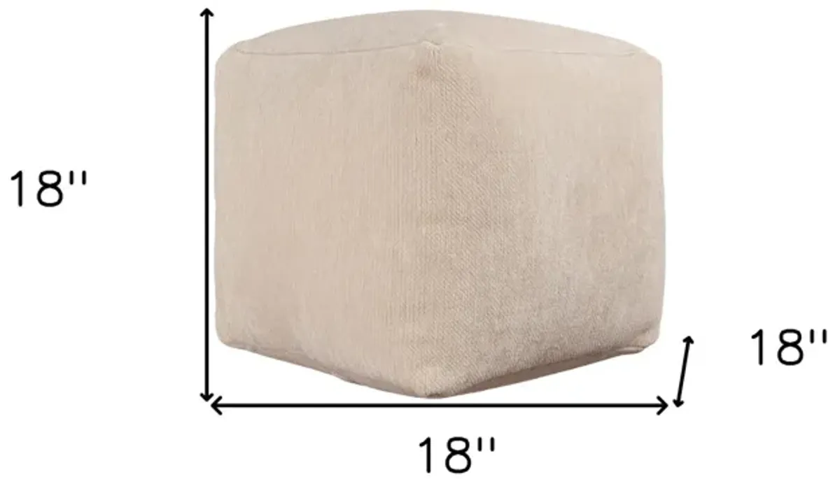 Chenille Cube Pouf Ottoman - Ivory