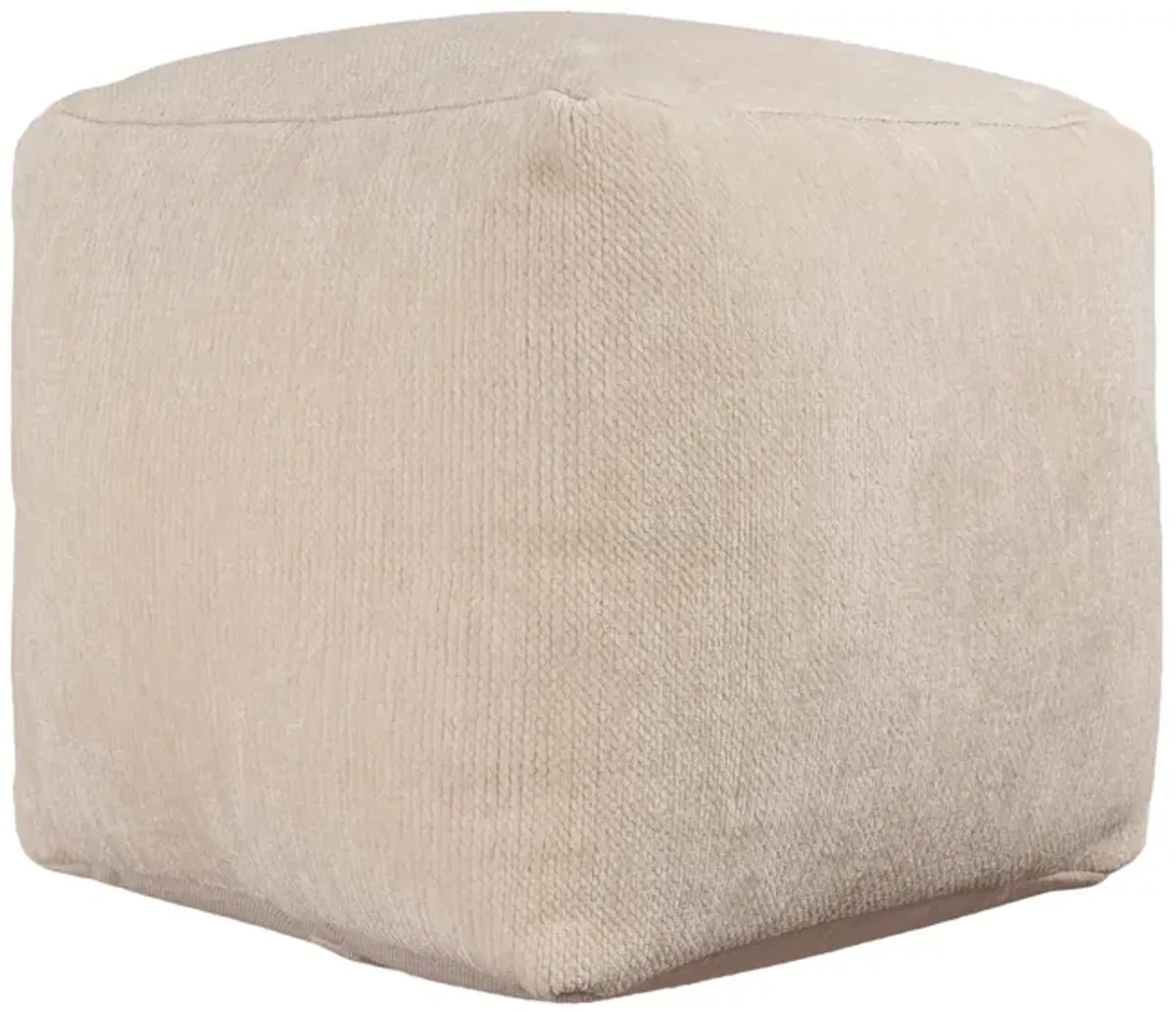 Chenille Cube Pouf Ottoman - Ivory