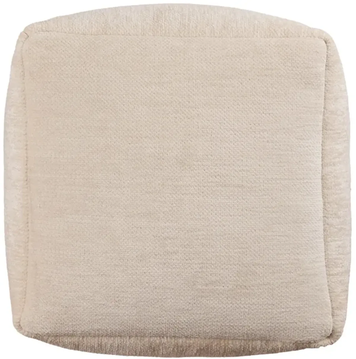 Chenille Cube Pouf Ottoman - Ivory