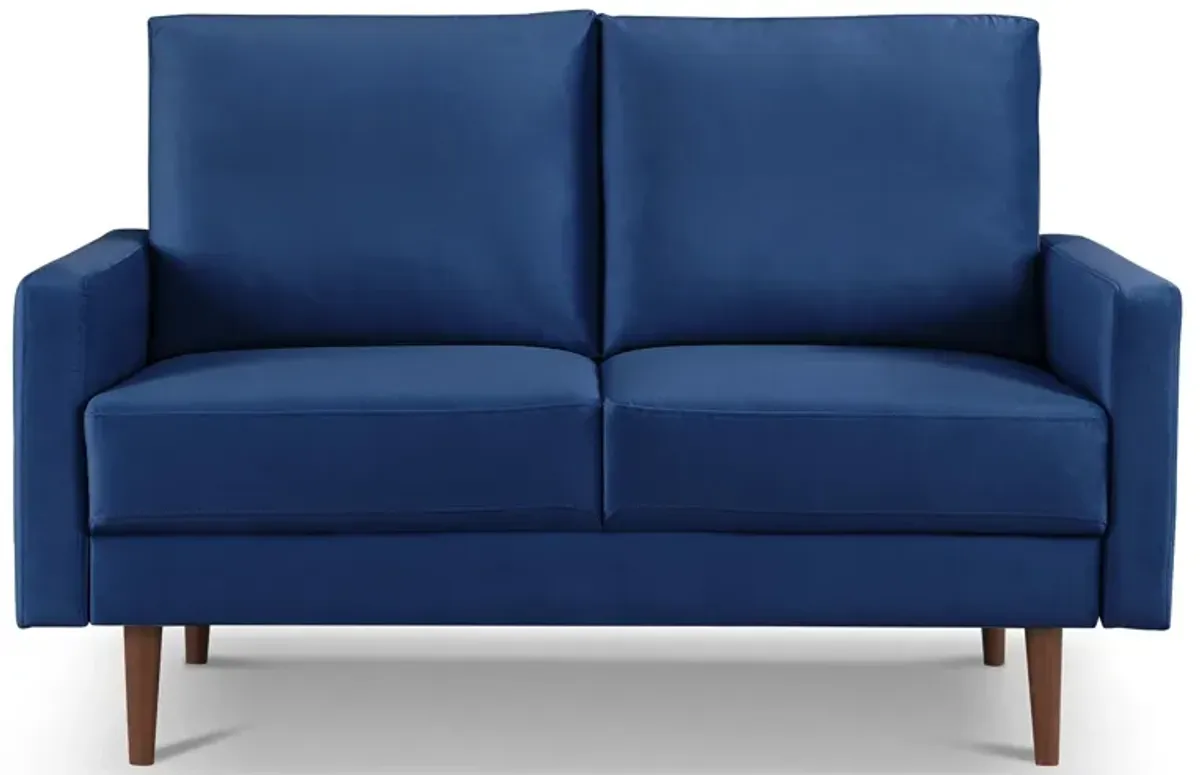 Velvet Loveseat - Blue / Dark Brown