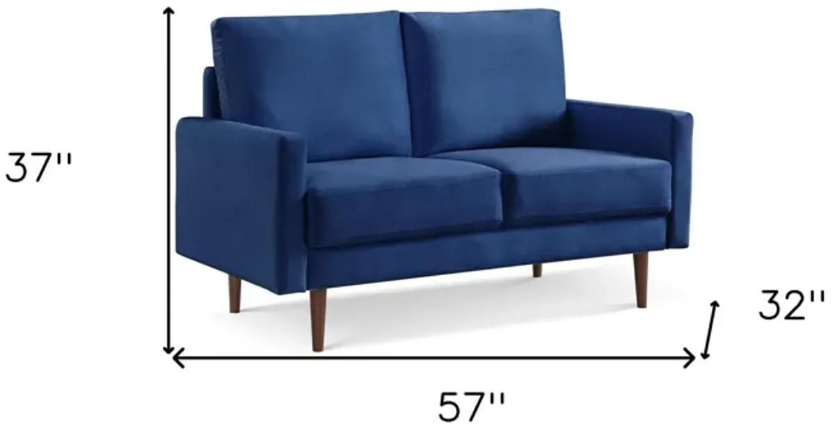 Velvet Loveseat - Blue / Dark Brown