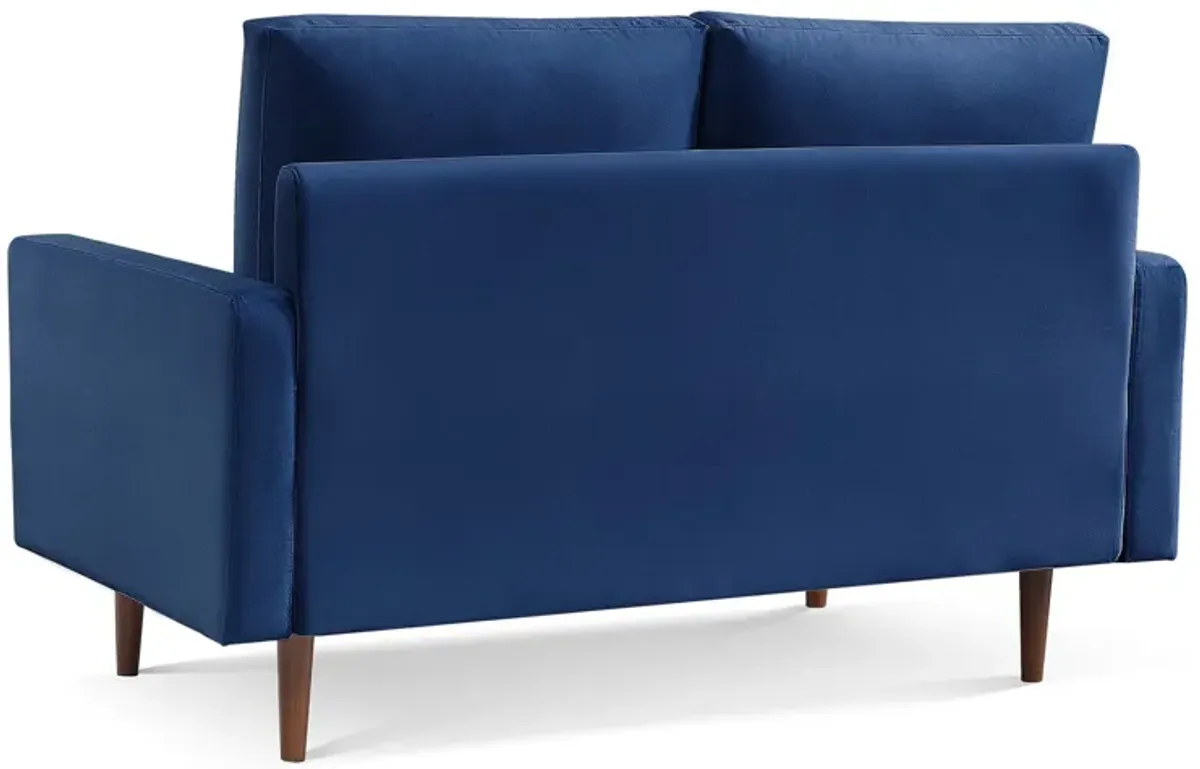 Velvet Loveseat - Blue / Dark Brown