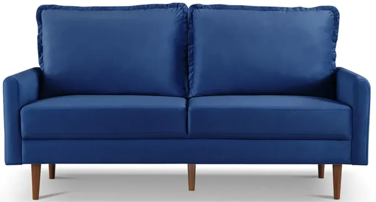 Sofa Velvet With Dark Brown Legs - Blue