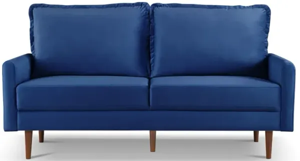 Sofa Velvet With Dark Brown Legs - Blue