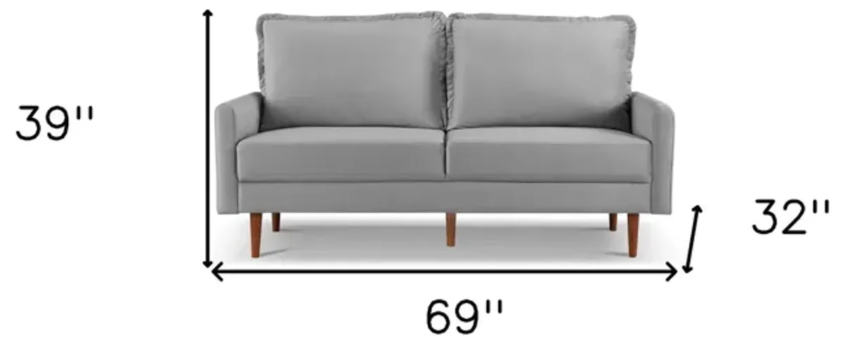 Sofa Velvet With Dark Brown Legs - Gray