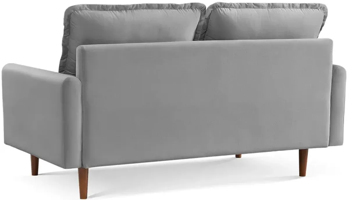 Sofa Velvet With Dark Brown Legs - Gray