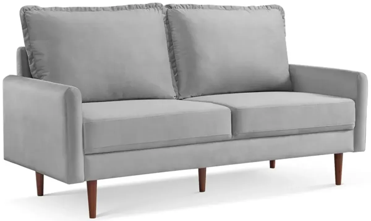 Sofa Velvet With Dark Brown Legs - Gray