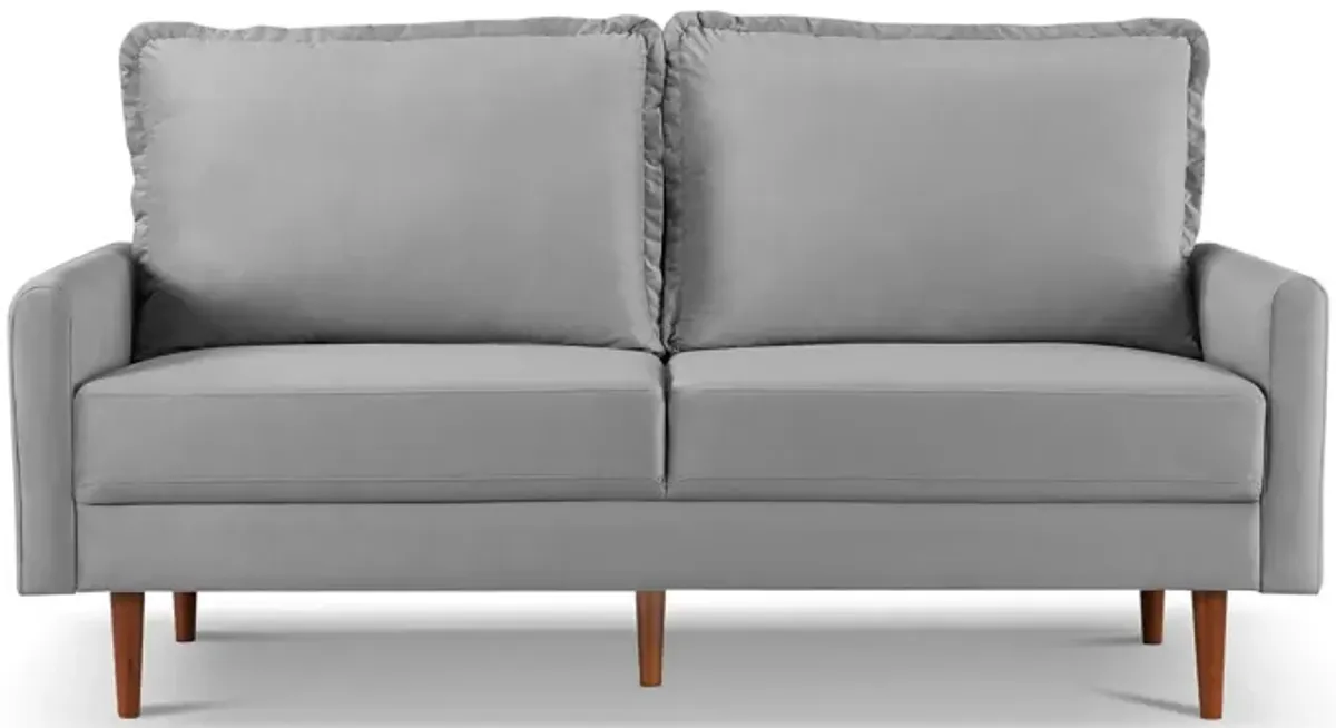 Sofa Velvet With Dark Brown Legs - Gray