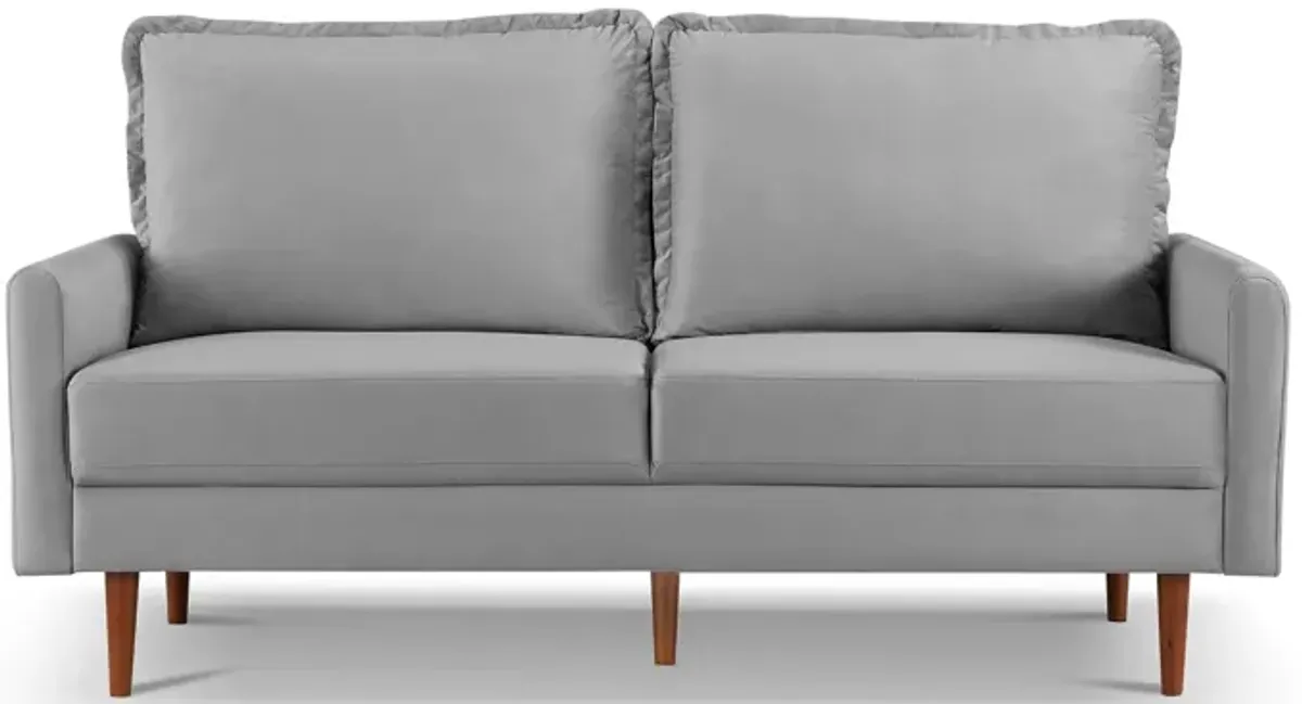 Sofa Velvet With Dark Brown Legs - Gray