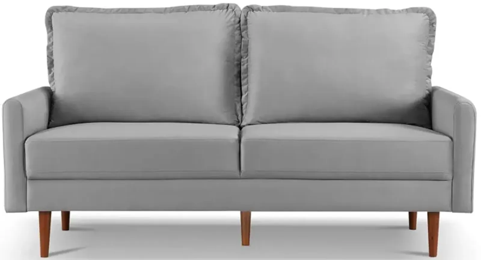 Sofa Velvet With Dark Brown Legs - Gray