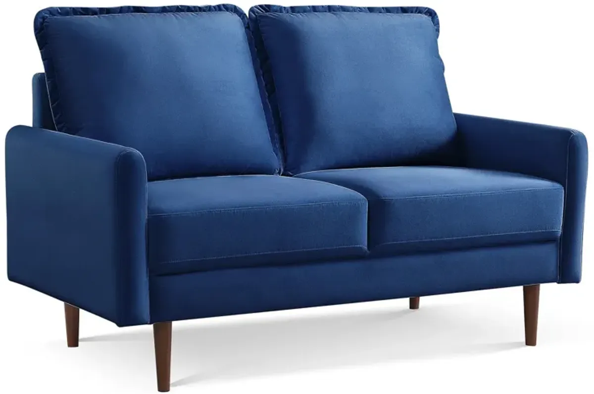 Loveseat Velvet - Blue / Dark Brown