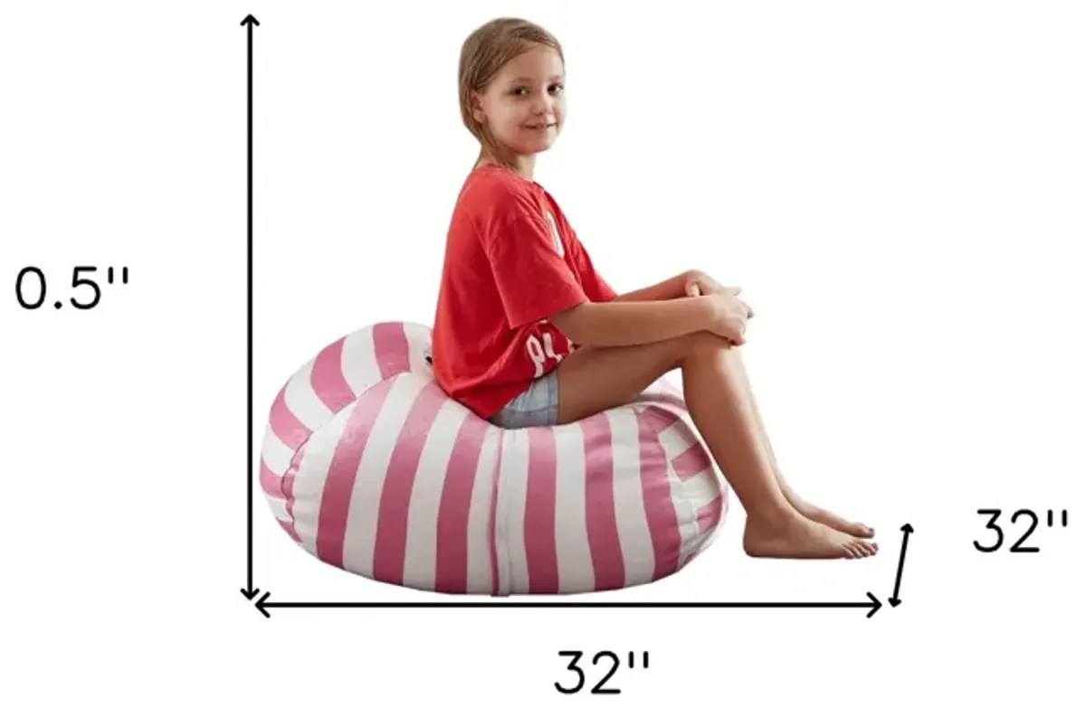 Microfiber Round Striped Pouf Cover - Pink / White