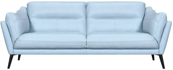 Leather Sofa With Black Legs - Sky Blue