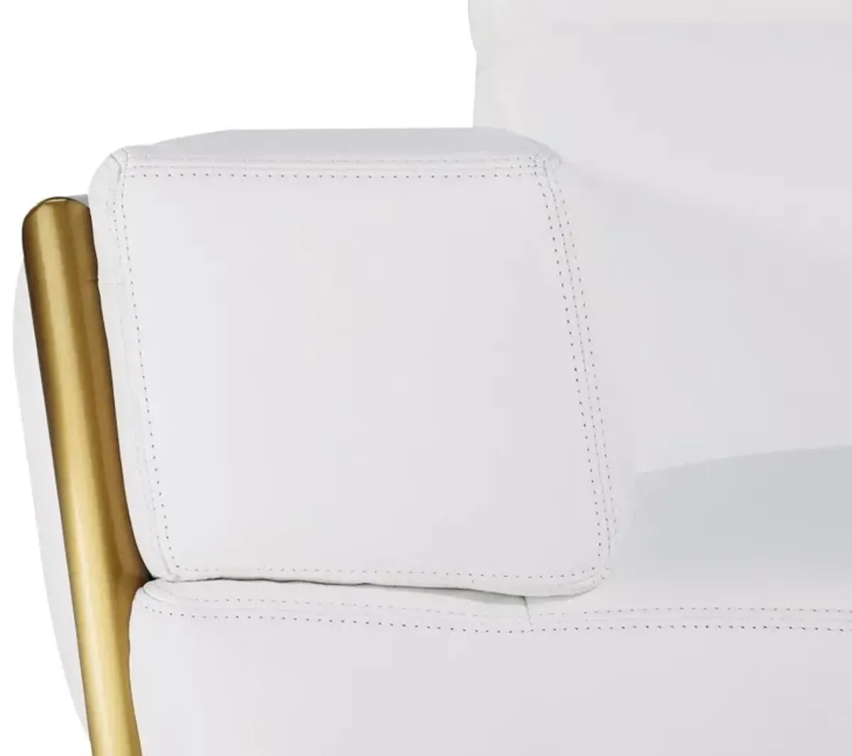 Italian Leather, Loveseat - White / Silver