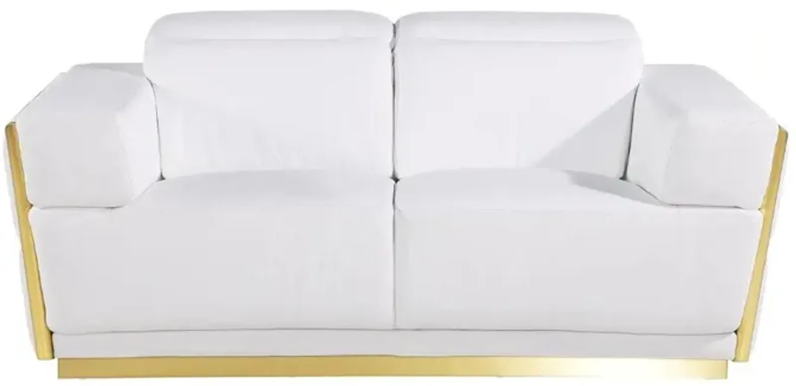 Italian Leather, Loveseat - White / Silver